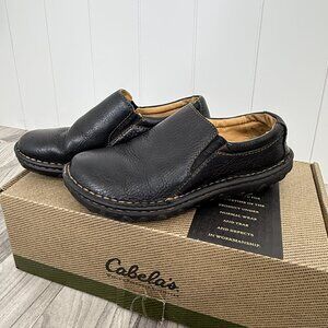 Cabela's Destination Twin Gore Leather Slip-On Shoes 8M Black Comfort